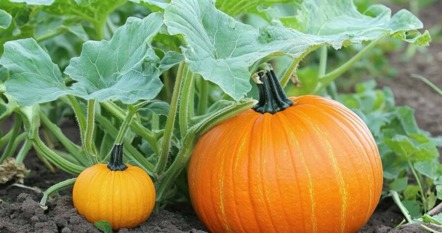 fresh outdoor pumpkin plant