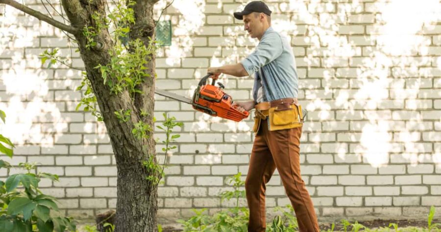 a man with a chainsaw