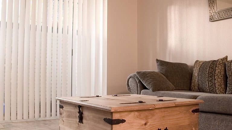 blinds living room well lit natural light