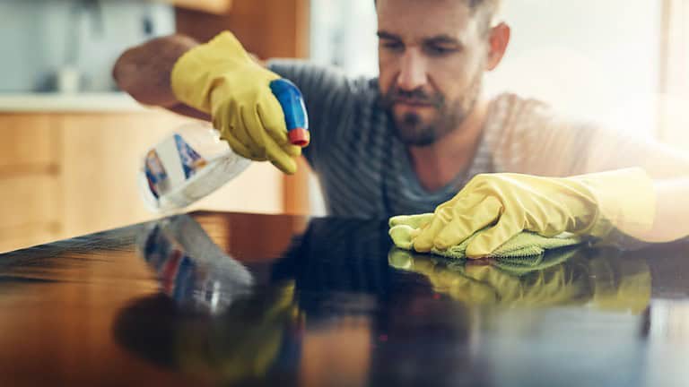 man cleaning, cleaning fridge, cleaning house