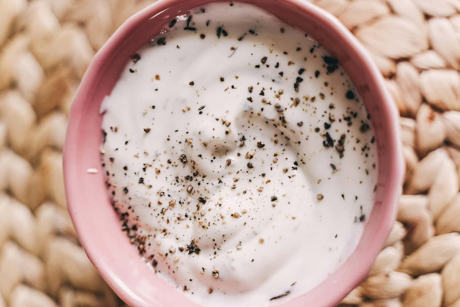 Bowl of Dip with Crushed Black Peppers