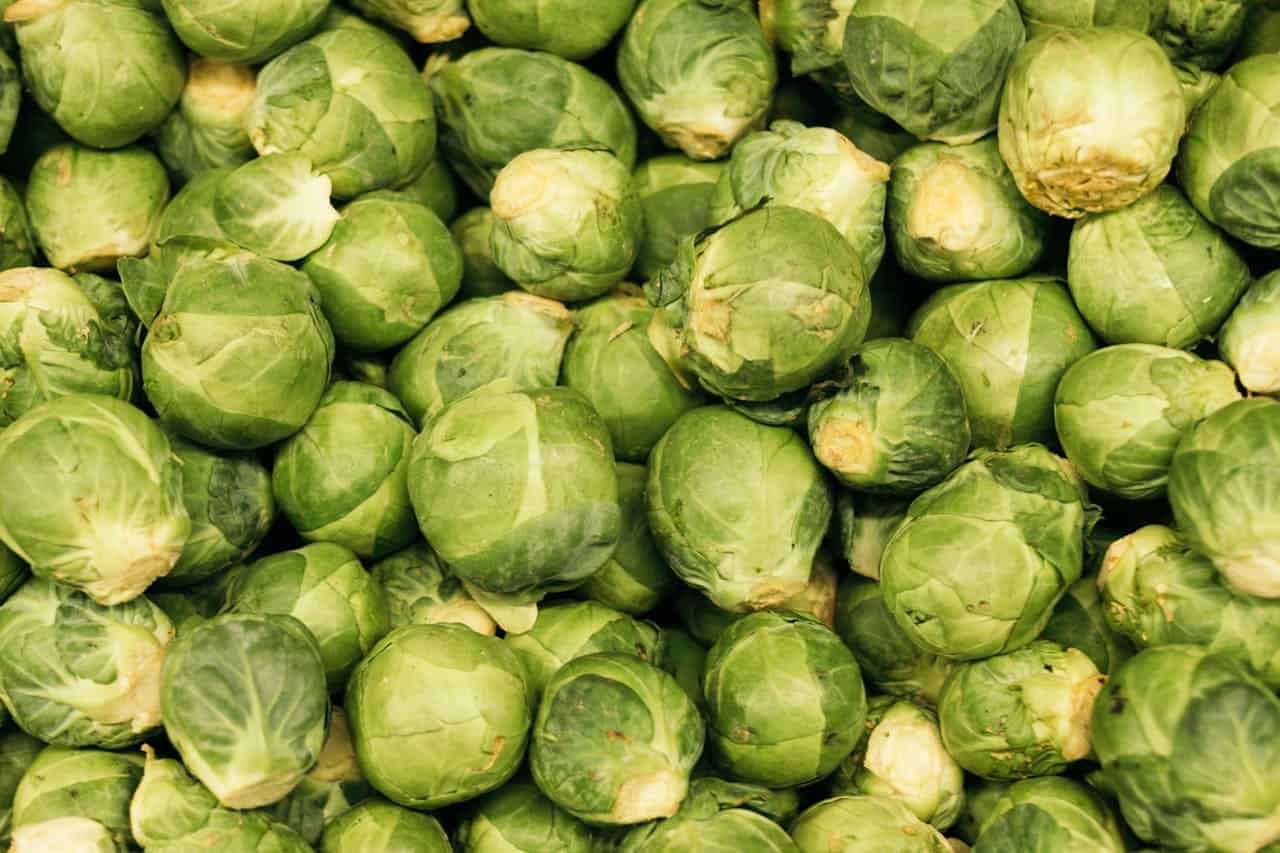 Brussels sprouts, fresh green vegetables, piled Brussels sprouts, healthy green vegetables, close-up of Brussels sprouts, raw Brussels sprouts