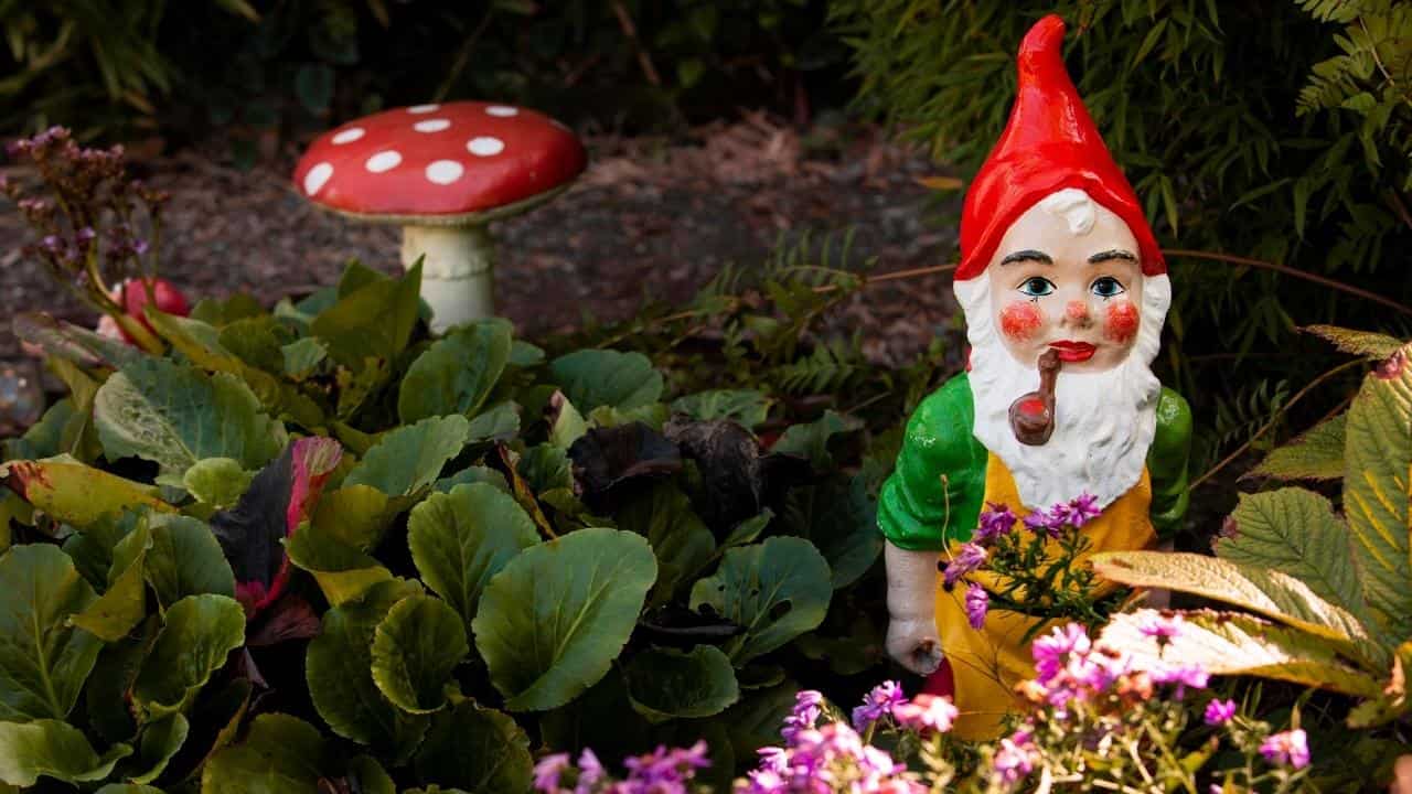 Over decorated garden too many yard figurines cluttered outdoor space