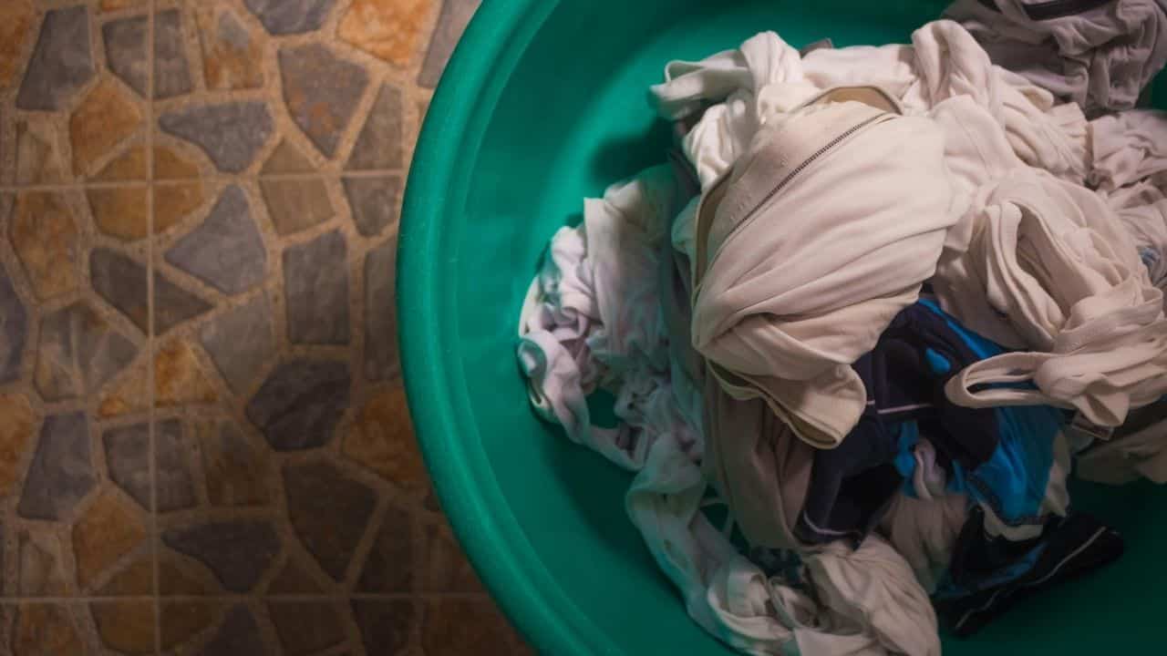 colorful clothes laundry warning