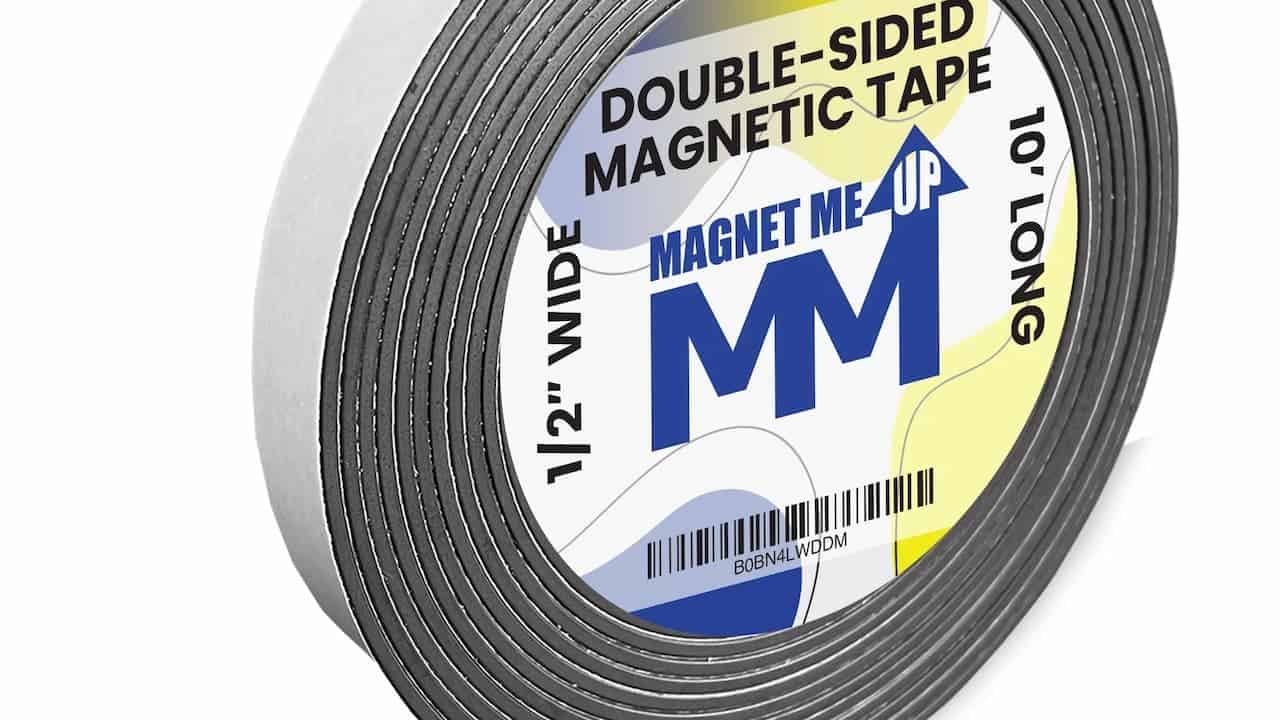 Unused magnetic strip folded and packaged, showing a smooth surface and unmounted backing