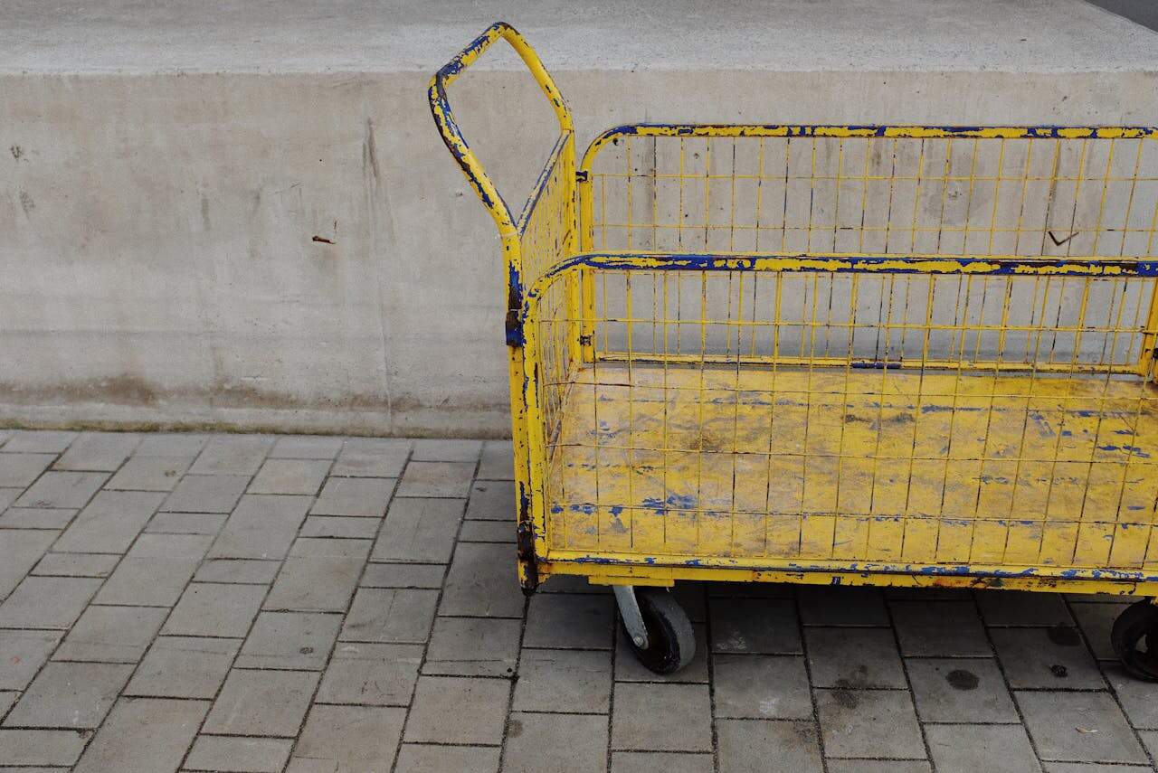 Rolling cart equipped with wheels for mobility, keeps tools organized, protected, and easy to transport
