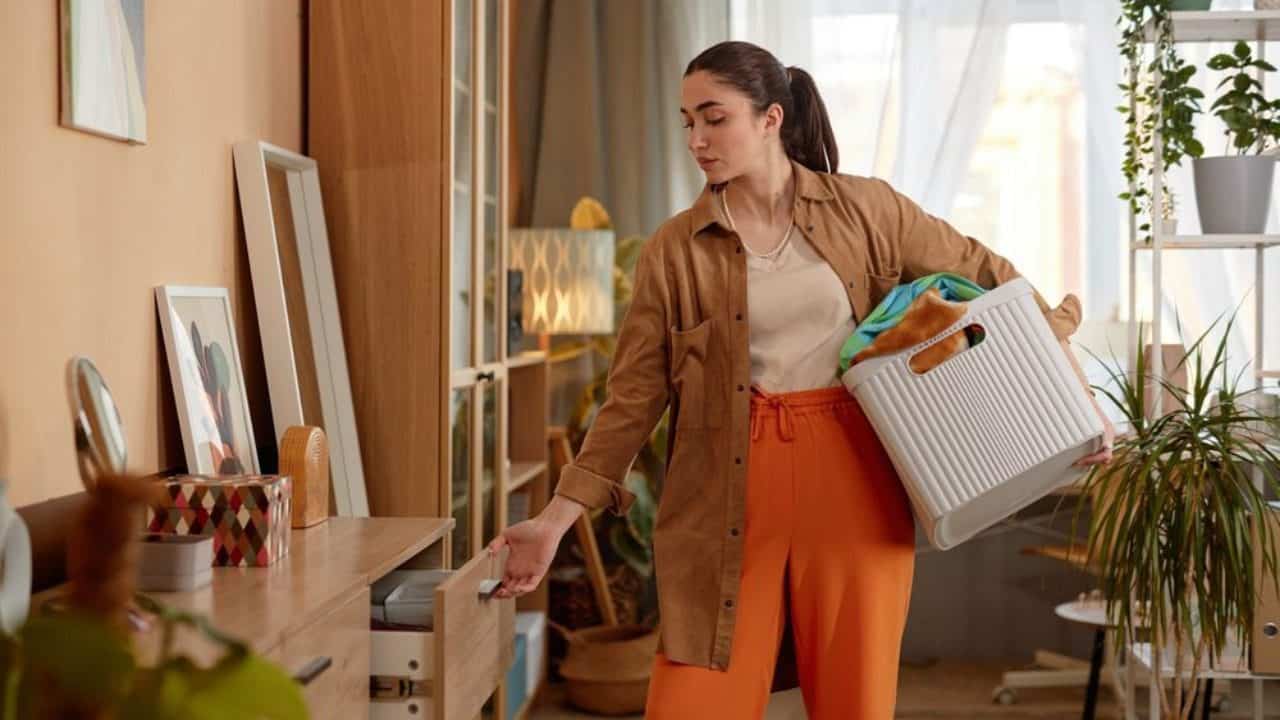 decluttering room drawer basket
