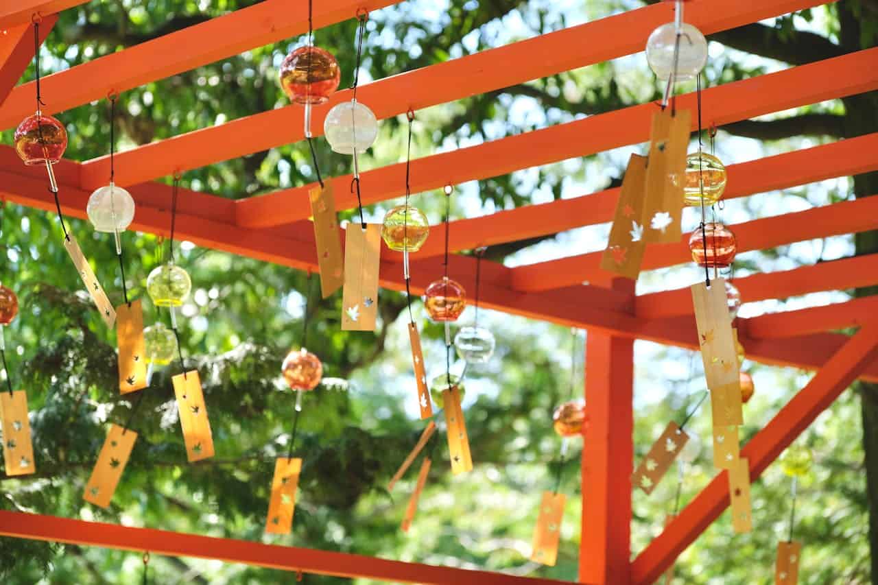 Colorful Japanese Wind Chimes in Tokyo Park