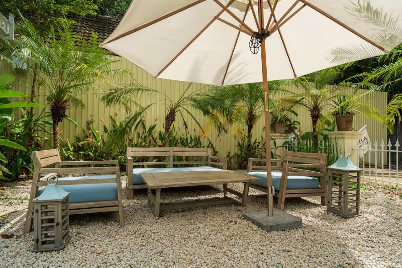 Outdoor Garden Patio with Wooden Furniture