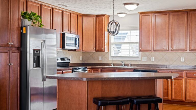 Kitchen with Wooden Cabinets