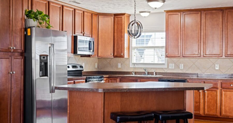 Kitchen with Wooden Cabinets