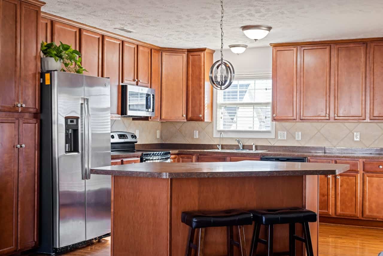 Kitchen with Wooden Cabinets