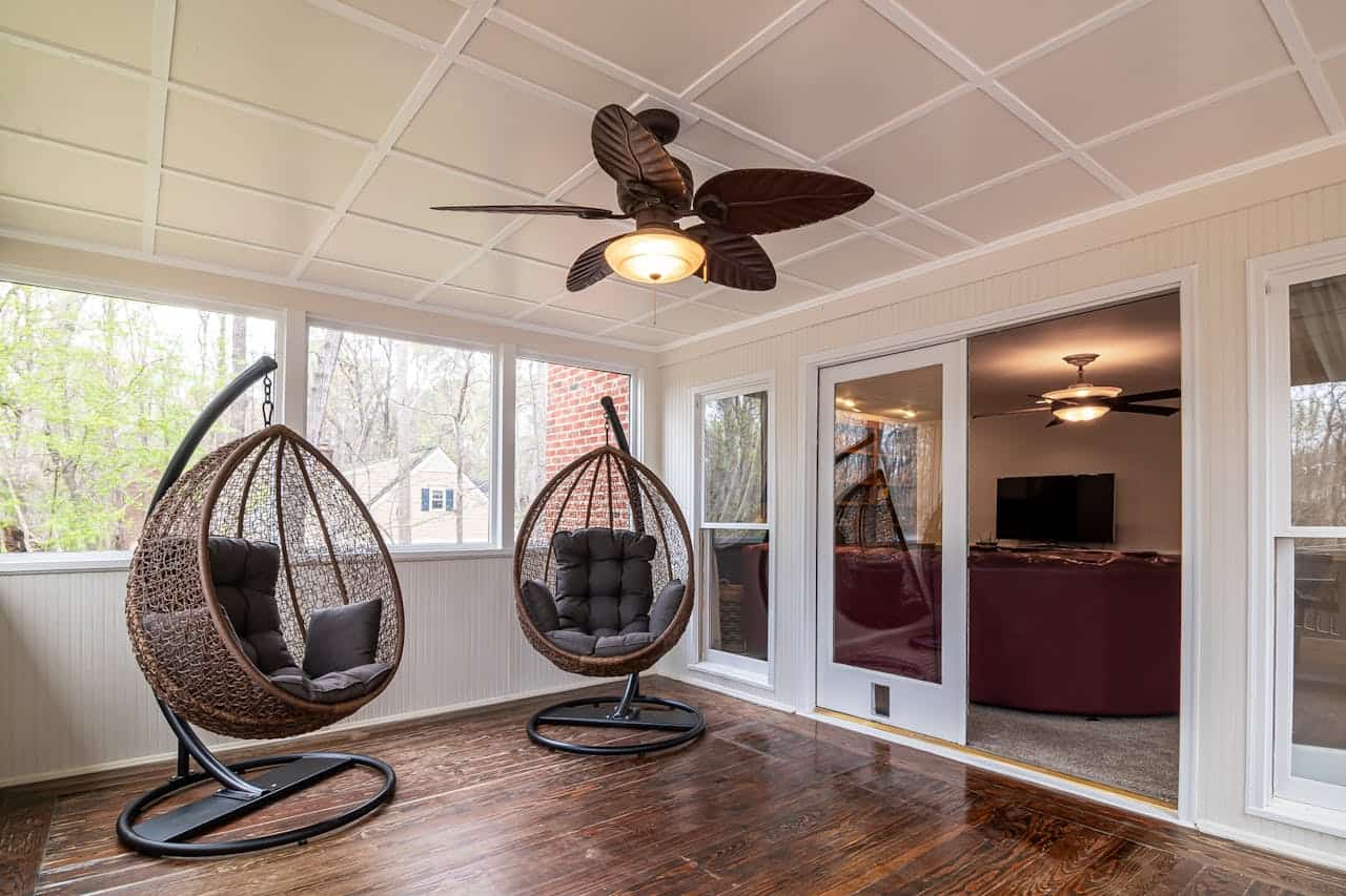 Egg Chairs and Ceiling Fan in a Room
