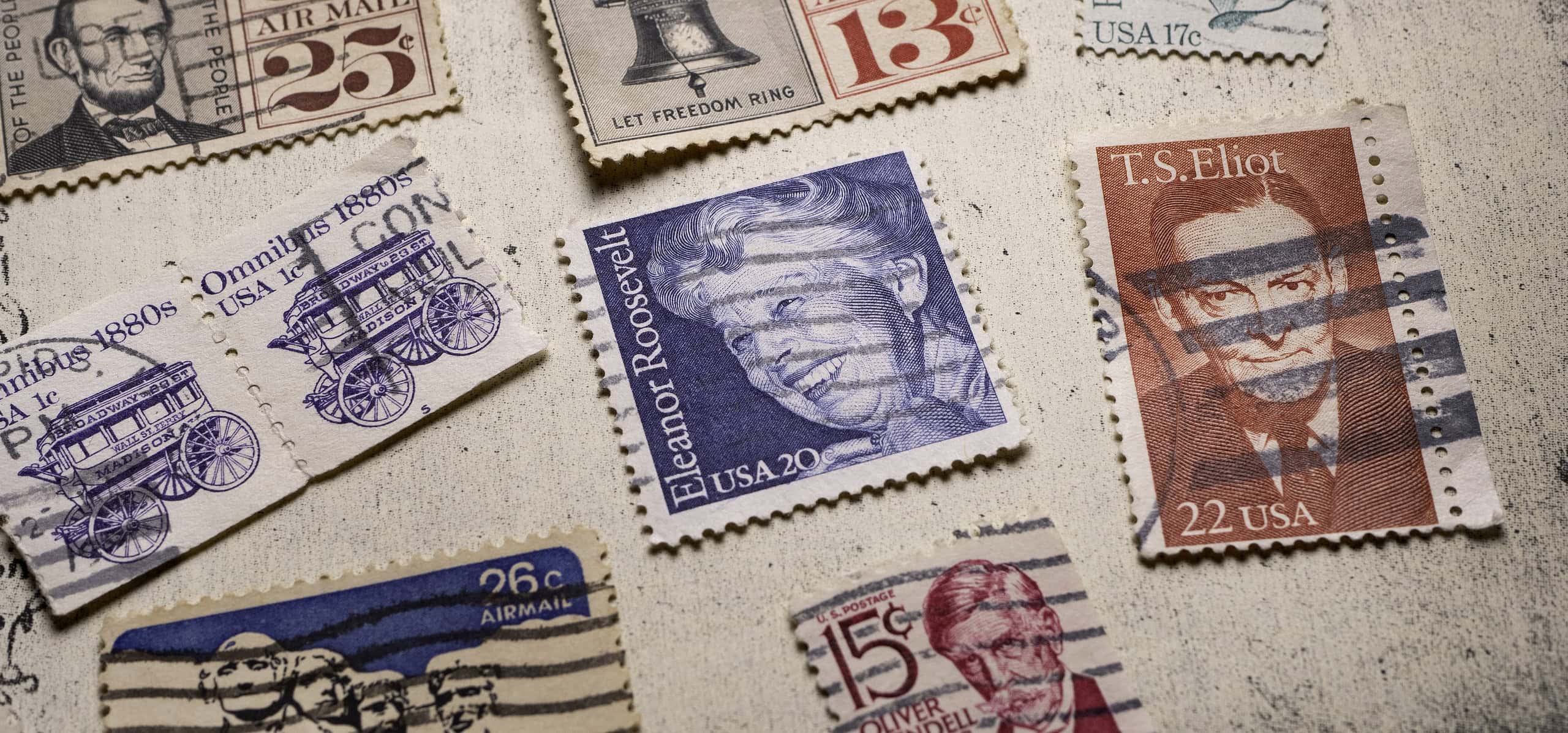 Kandy, Sri Lanka - 20 December 2020: Stamps From USA in Kandy stamp exhibition